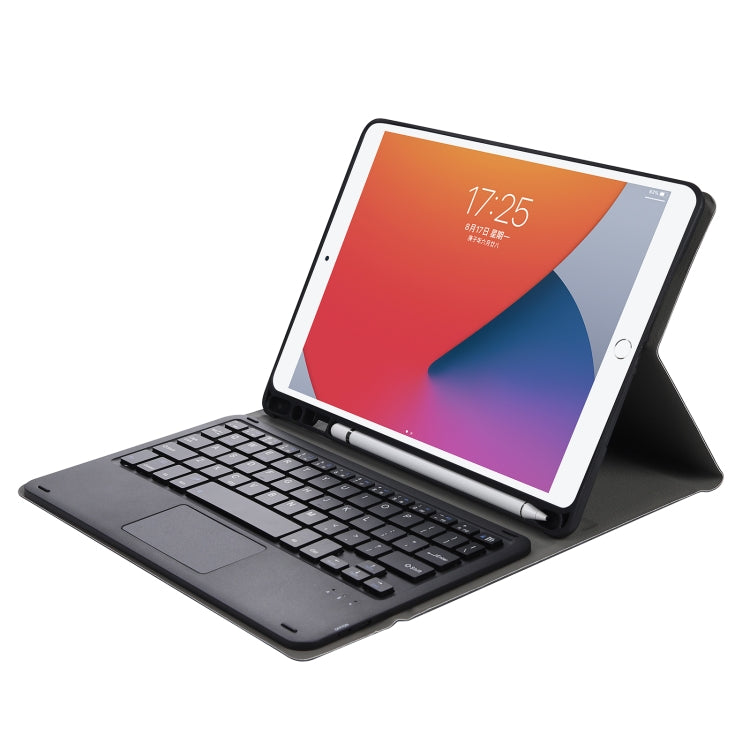 A07B-A Lambskin Texture Square Keycap Bluetooth Keyboard Leather Case with Touch Control For iPad 9.7 2018 & 2017 / Pro 9.7 inch / Air 2(Black) - Universal by PMC TechLife | Online Shopping South Africa | PMC TechLife