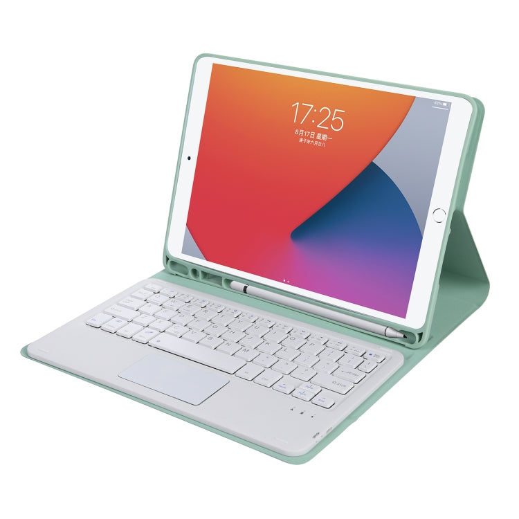 A07B-A Lambskin Texture Square Keycap Bluetooth Keyboard Leather Case with Touch Control For iPad 9.7 2018 & 2017 / Pro 9.7 inch / Air 2(Light Green) - free shipping - PMC TechLife - Order now!