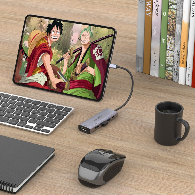 amalink 95126 Type-C / USB-C to Dual HDMI + 2 Ports USB + PD 3.0 Multi-function HUB(Grey) - USB HUB by amalink | Online Shopping South Africa | PMC Jewellery | Buy Now Pay Later Mobicred