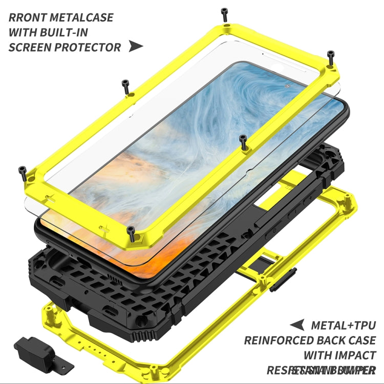 For Samsung Galaxy S21 FE R-JUST Rugged Phone Case with Holder(Yellow) - Galaxy Phone Cases by R-JUST | Online Shopping South Africa | PMC TechLife