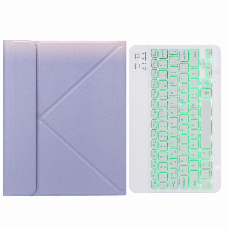 H-097S Monochrome Backlight Bluetooth Keyboard Leather Case with Rear Three-fold Holder For iPad 9.7 2018 & 2017(Purple) - Universal by PMC TechLife | Online Shopping South Africa | PMC TechLife