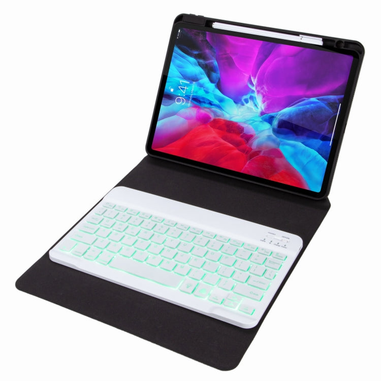 H-097S Monochrome Backlight Bluetooth Keyboard Leather Case with Rear Three-fold Holder For iPad 9.7 2018 & 2017(Purple) - Universal by PMC TechLife | Online Shopping South Africa | PMC TechLife
