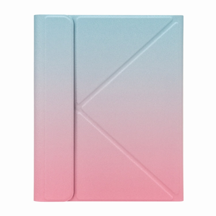 H-097S Monochrome Backlight Bluetooth Keyboard Leather Case with Rear Three-fold Holder For iPad 9.7 2018 & 2017(Pink Blue) - Universal by PMC TechLife | Online Shopping South Africa | PMC TechLife