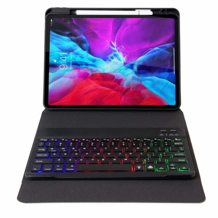 H-102S3 Tri-color Backlight Bluetooth Keyboard Leather Case with Rear Three-fold Holder For iPad 10.2 2020 & 2019 / Pro 10.5 inch(Black) - Universal by PMC TechLife | Online Shopping South Africa | PMC TechLife
