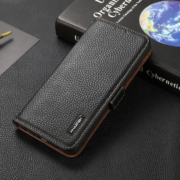 For Google Pixel 6 Pro KHAZNEH Side-Magnetic Litchi Genuine Leather RFID Case(Black) - Google Cases by PMC TechLife | Online Shopping South Africa | PMC TechLife | Buy Now Pay Later Mobicred