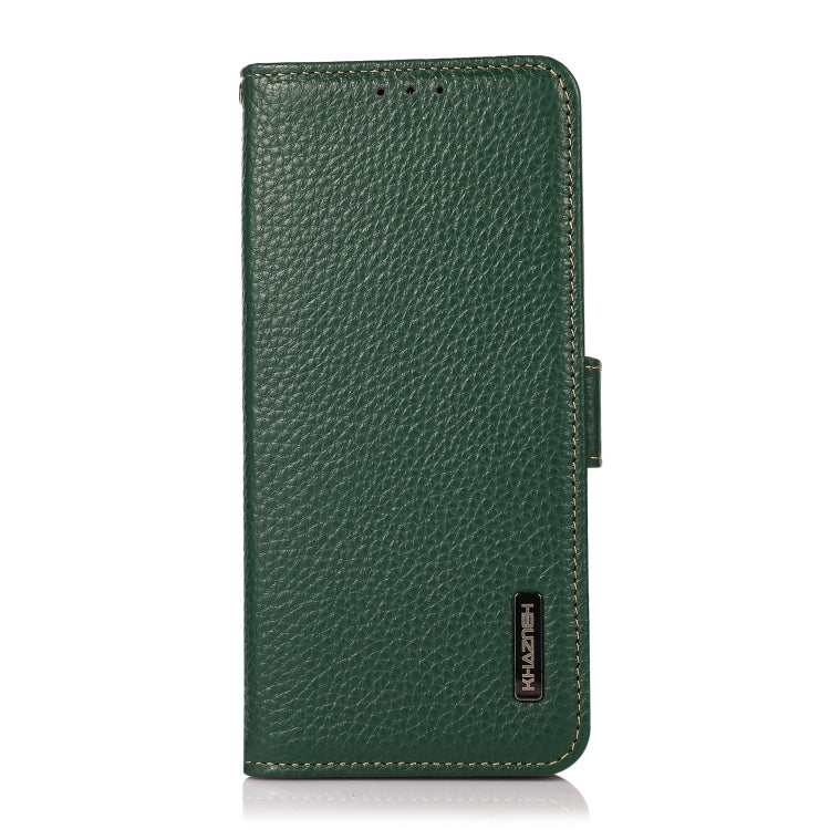 For Google Pixel 6 KHAZNEH Side-Magnetic Litchi Genuine Leather RFID Case(Green) - Google Cases by PMC TechLife | Online Shopping South Africa | PMC TechLife | Buy Now Pay Later Mobicred