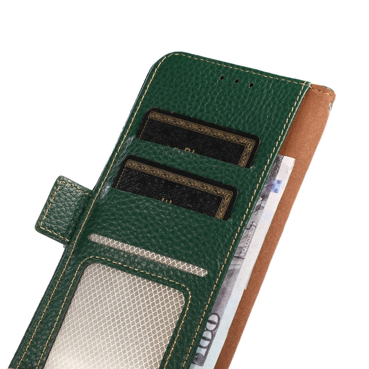 For Google Pixel 6 KHAZNEH Side-Magnetic Litchi Genuine Leather RFID Case(Green) - Google Cases by PMC TechLife | Online Shopping South Africa | PMC TechLife | Buy Now Pay Later Mobicred