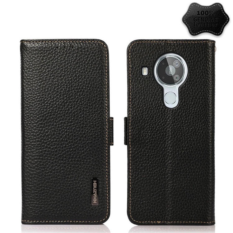 For Nokia 7.3 KHAZNEH Side-Magnetic Litchi Genuine Leather RFID Phone Case(Black) - Nokia Cases by PMC TechLife | Online Shopping South Africa | PMC TechLife | Buy Now Pay Later Mobicred