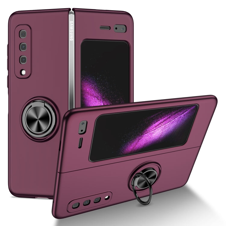 For Samsung Galaxy Fold Armor Ring Holder Phone Case(Wine Red) - Galaxy Phone Cases by PMC TechLife | Online Shopping South Africa | PMC TechLife | Buy Now Pay Later Mobicred