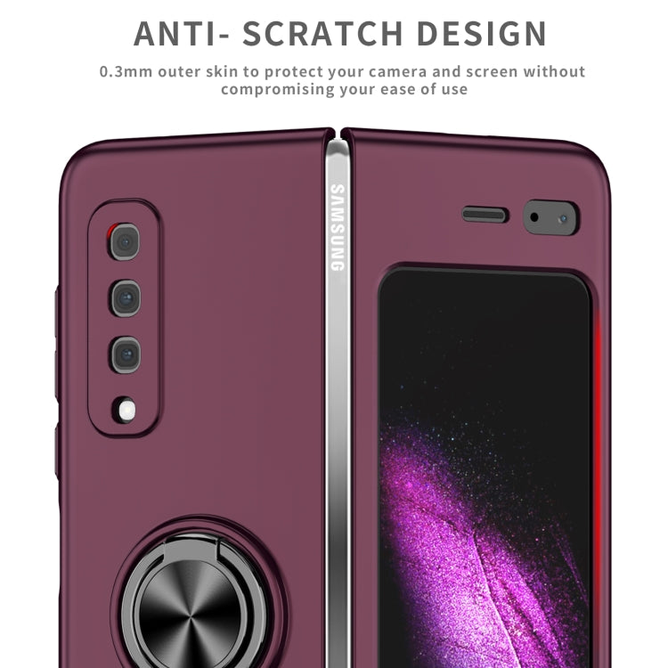 For Samsung Galaxy Fold Armor Ring Holder Phone Case(Wine Red) - Galaxy Phone Cases by PMC TechLife | Online Shopping South Africa | PMC TechLife | Buy Now Pay Later Mobicred