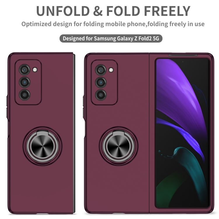 For Samsung Galaxy Z Fold2 5G Armor Ring Holder Phone Case(Wine Red) - Galaxy Phone Cases by PMC TechLife | Online Shopping South Africa | PMC TechLife