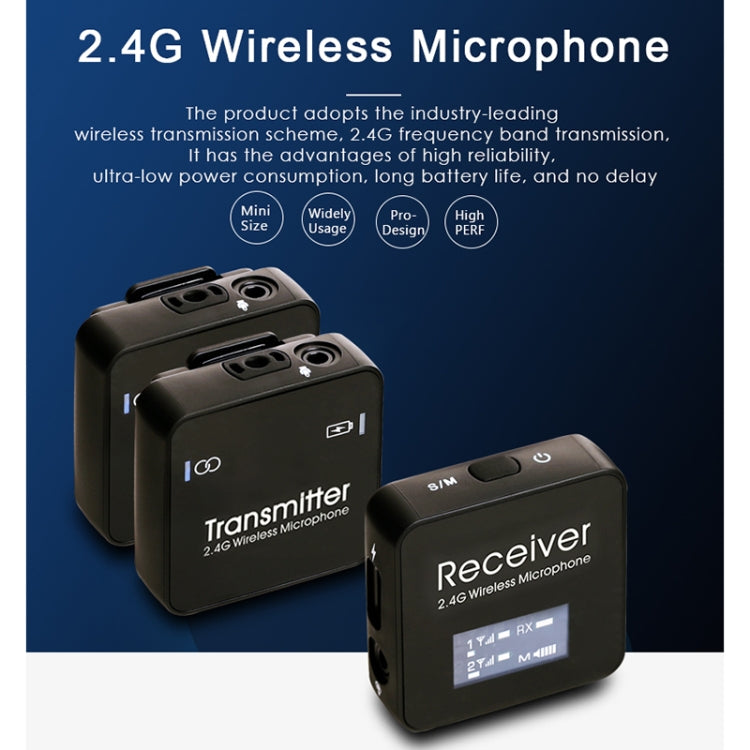 AY123 2.4G Wireless Lavalier Microphone with Digital Display(Black) - Microphone by PMC TechLife | Online Shopping South Africa | PMC TechLife | Buy Now Pay Later Mobicred