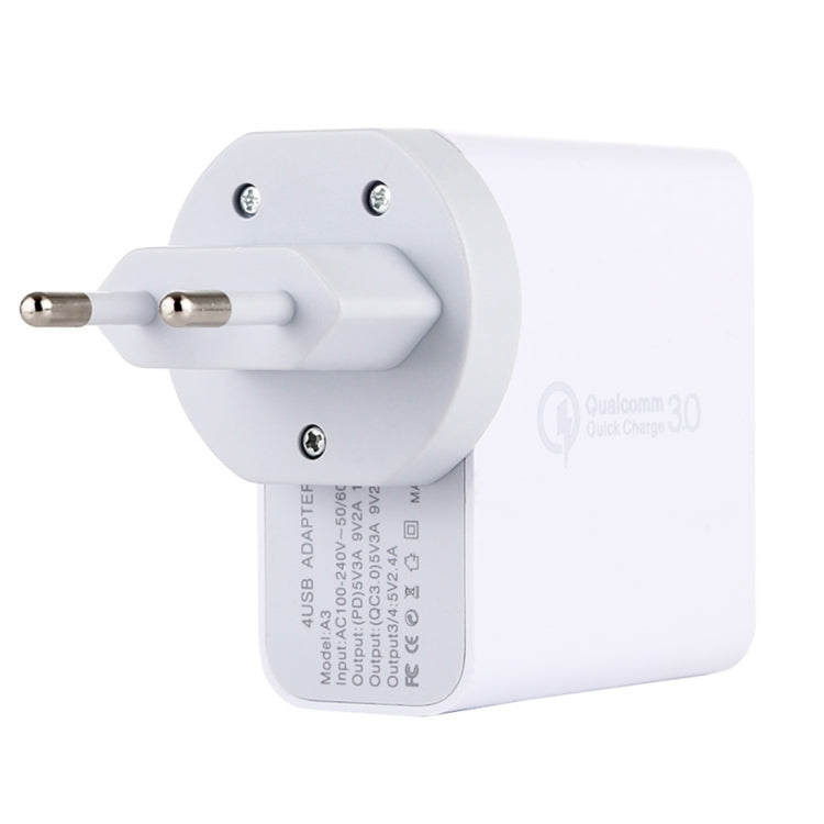 A3 PD 18W USB-C / Type-C + QC3.0 USB + Dual USB Interface Travel Charger - USB Charger by PMC Jewellery | Online Shopping South Africa | PMC Jewellery | Buy Now Pay Later Mobicred