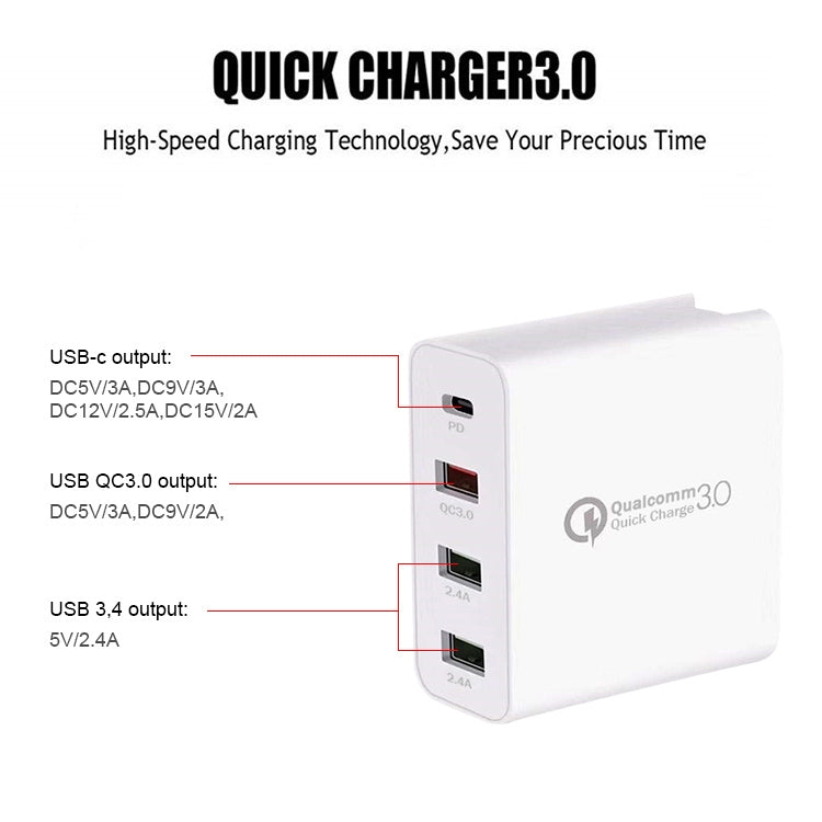 A3 PD 18W USB-C / Type-C + QC3.0 USB + Dual USB Interface Travel Charger - USB Charger by PMC Jewellery | Online Shopping South Africa | PMC Jewellery | Buy Now Pay Later Mobicred