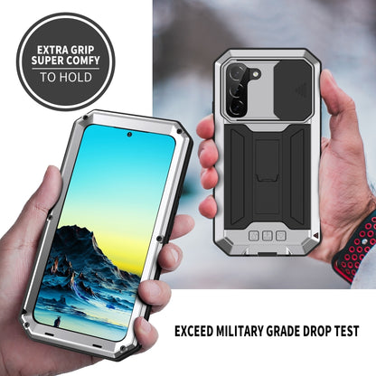 For Samsung Galaxy S22 5G R-JUST Sliding Camera Metal + Silicone Holder Phone Case(Silver) - Galaxy S22 5G Cases by R-JUST | Online Shopping South Africa | PMC Jewellery