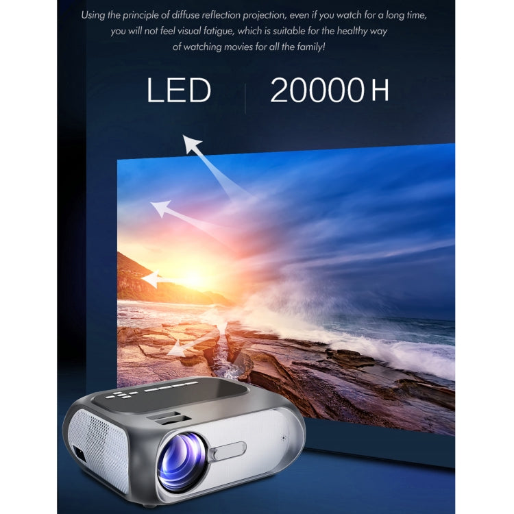 T7i 720P 200 ANSI Home Theater LED HD Digital Projector, Same Screen Version, EU Plug(Silver Grey) - LED Projector by PMC Jewellery | Online Shopping South Africa | PMC Jewellery | Buy Now Pay Later Mobicred