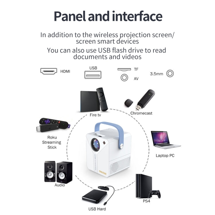 Q96 E300 Intelligent Portable HD 4K Projector, AU Plug, Specification: Phone Screen Version(White) - Mini Projector by PMC Jewellery | Online Shopping South Africa | PMC Jewellery | Buy Now Pay Later Mobicred