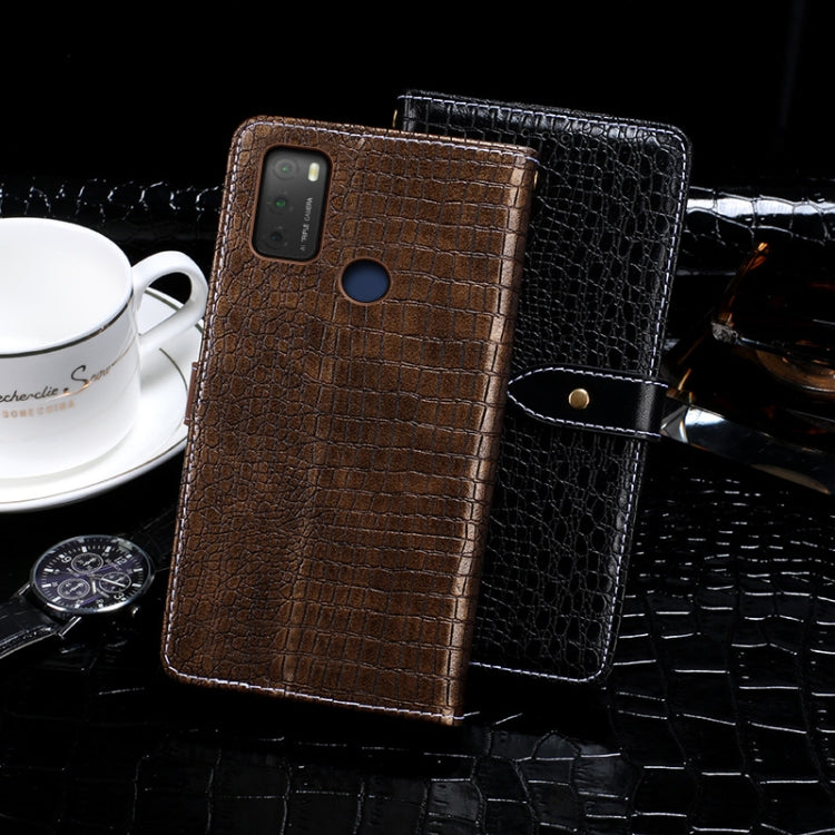 For TCL 20Y idewei Crocodile Texture Horizontal Flip Leather Phone Case(Black) - More Brand by idewei | Online Shopping South Africa | PMC Jewellery | Buy Now Pay Later Mobicred