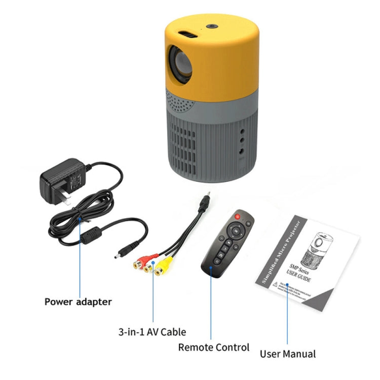 T400 100 inch Screen 3000 Lumens LED Mini Projector, Plug Type:EU Plug(Grey Yellow) - Mini Projector by PMC TechLife | Online Shopping South Africa | PMC TechLife | Buy Now Pay Later Mobicred