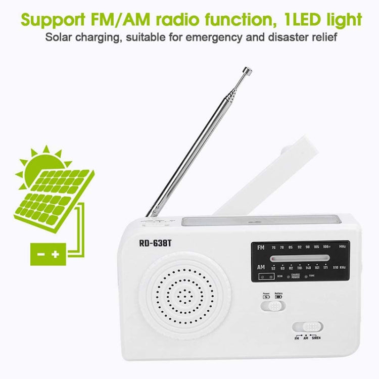 RD-638T Two-band Solar Powered AM / FM Radio Player Flashlight with Dynamo Function(White) - Radio Player by PMC Jewellery | Online Shopping South Africa | PMC Jewellery | Buy Now Pay Later Mobicred