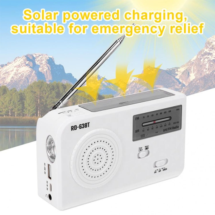 RD-638T Two-band Solar Powered AM / FM Radio Player Flashlight with Dynamo Function(White) - Radio Player by PMC TechLife | Online Shopping South Africa | PMC TechLife | Buy Now Pay Later Mobicred