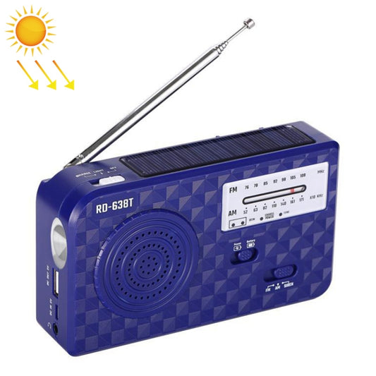 RD-638T Two-band Solar Powered AM / FM Radio Player Flashlight with Dynamo Function(Blue) - Radio Player by PMC Jewellery | Online Shopping South Africa | PMC Jewellery | Buy Now Pay Later Mobicred