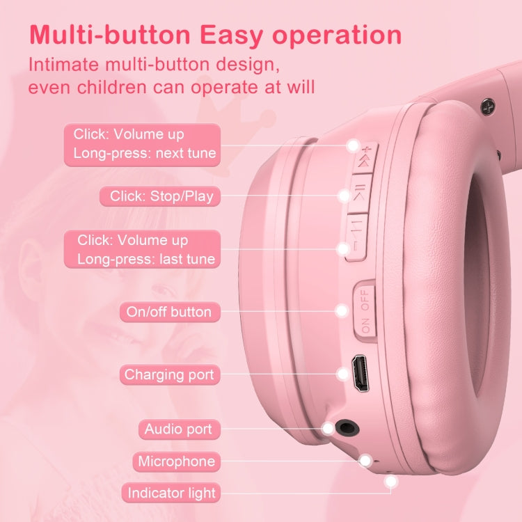 ONIKUMA B90 RGB Lighting Wireless Bluetooth Headphone (Pink) - free shipping - PMC Jewellery - Order now!