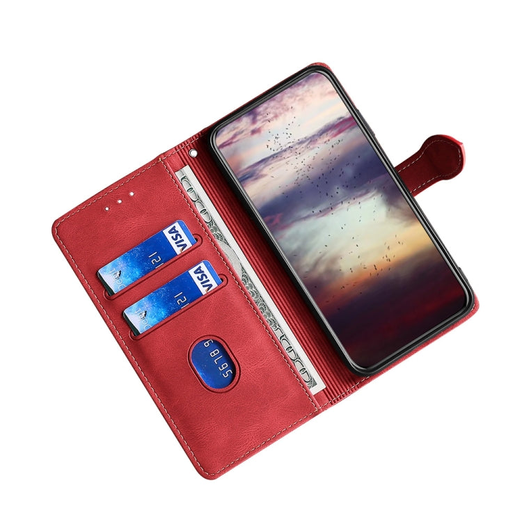 For Blackview A55 Skin Feel Straw Hat Magnetic Buckle Leather Phone Case(Red) - More Brand by PMC Jewellery | Online Shopping South Africa | PMC Jewellery | Buy Now Pay Later Mobicred
