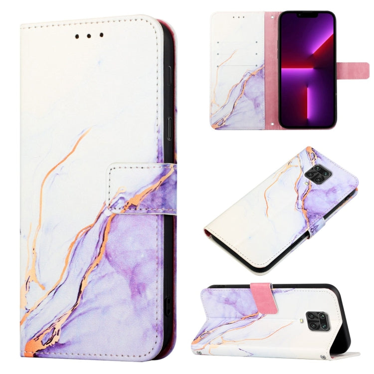 For Xiaomi Redmi Note 9S / Note 9 Pro / Note 9 Pro Max PT003 Marble Pattern Flip Leather Phone Case(White Purple LS006) - Xiaomi Cases by PMC TechLife | Online Shopping South Africa | PMC TechLife | Buy Now Pay Later Mobicred