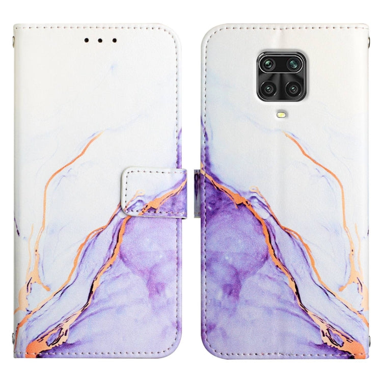 For Xiaomi Redmi Note 9S / Note 9 Pro / Note 9 Pro Max PT003 Marble Pattern Flip Leather Phone Case(White Purple LS006) - Xiaomi Cases by PMC TechLife | Online Shopping South Africa | PMC TechLife | Buy Now Pay Later Mobicred