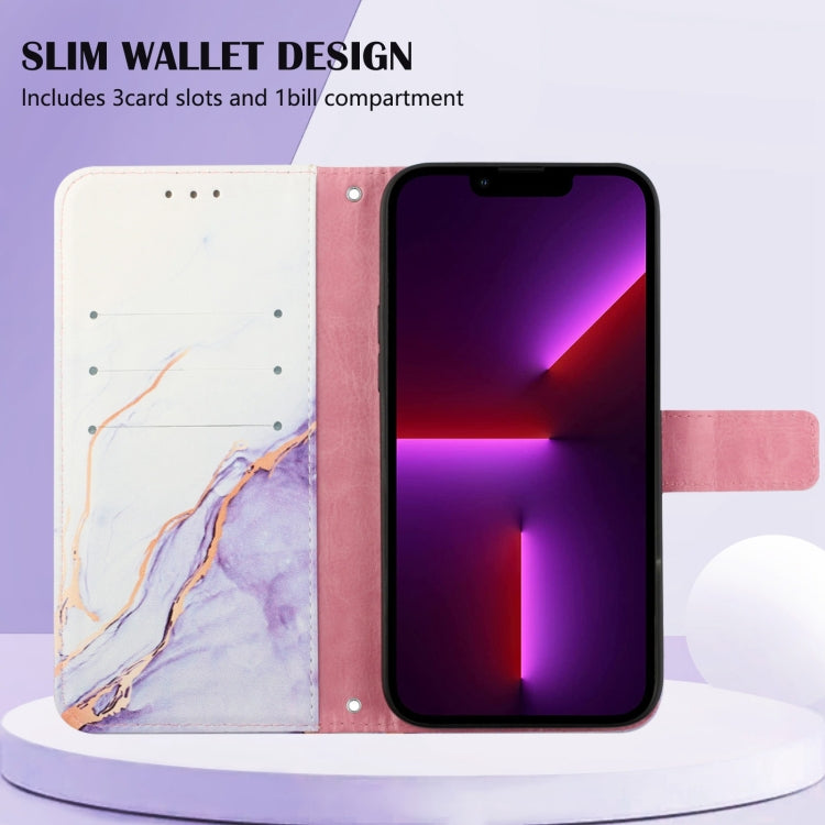 For Xiaomi Redmi Note 9S / Note 9 Pro / Note 9 Pro Max PT003 Marble Pattern Flip Leather Phone Case(White Purple LS006) - Xiaomi Cases by PMC TechLife | Online Shopping South Africa | PMC TechLife | Buy Now Pay Later Mobicred