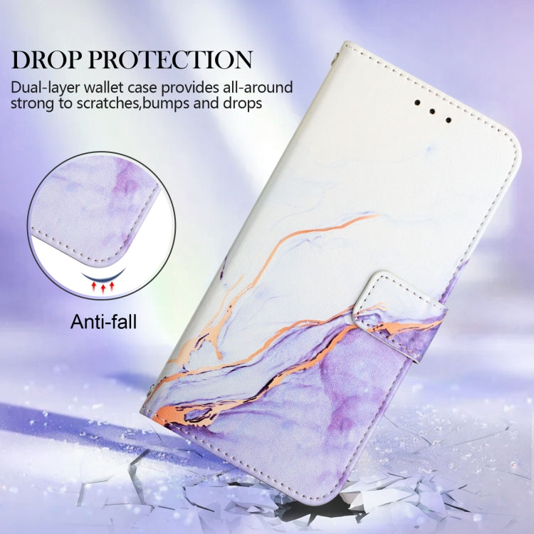 For Xiaomi Redmi Note 9S / Note 9 Pro / Note 9 Pro Max PT003 Marble Pattern Flip Leather Phone Case(White Purple LS006) - Xiaomi Cases by PMC TechLife | Online Shopping South Africa | PMC TechLife | Buy Now Pay Later Mobicred