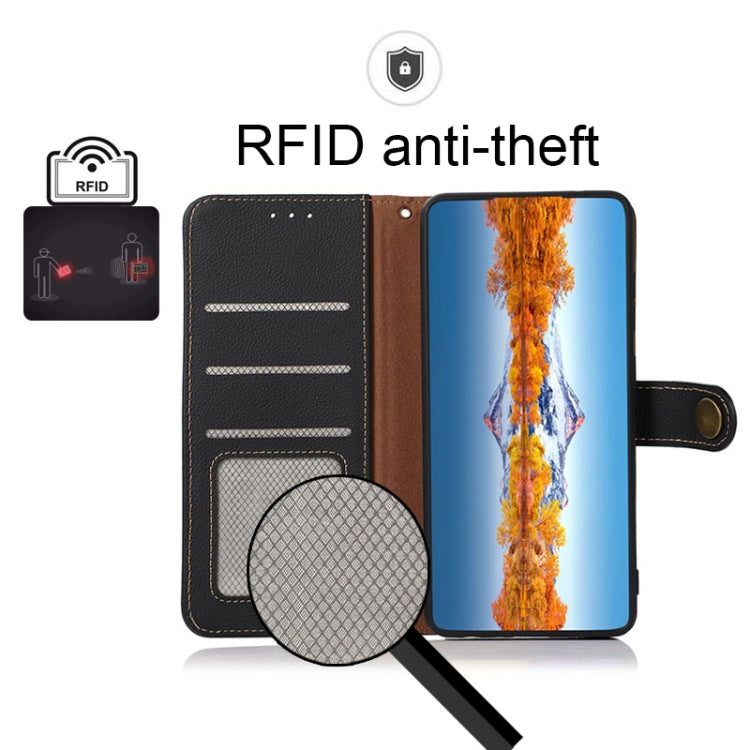 For Google Pixel 7 5G KHAZNEH Custer Genuine Leather RFID Phone Case(Black) - Google Cases by PMC TechLife | Online Shopping South Africa | PMC TechLife | Buy Now Pay Later Mobicred