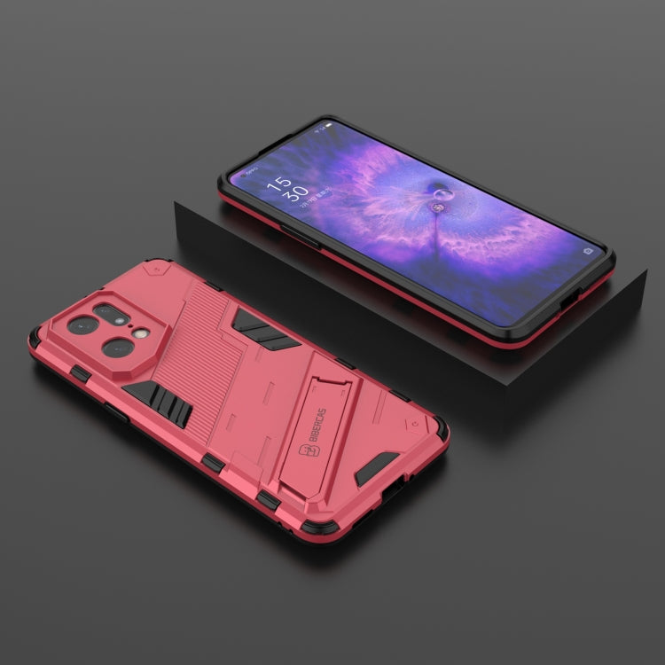 For OPPO Find X5 Pro Punk Armor 2 in 1 PC + TPU Shockproof Phone Case with Invisible Holder(Light Red) - OPPO Cases by PMC Jewellery | Online Shopping South Africa | PMC Jewellery | Buy Now Pay Later Mobicred