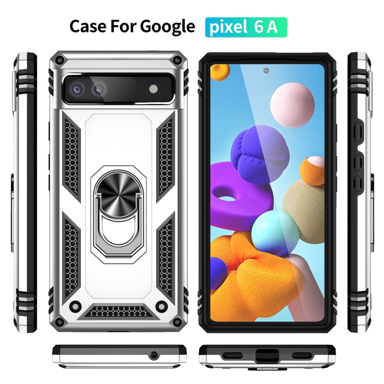 For Google Pixel 6A Shockproof TPU + PC Protective Case with 360 Degree Rotating Holder(Silver) - Google Cases by PMC Jewellery | Online Shopping South Africa | PMC Jewellery | Buy Now Pay Later Mobicred