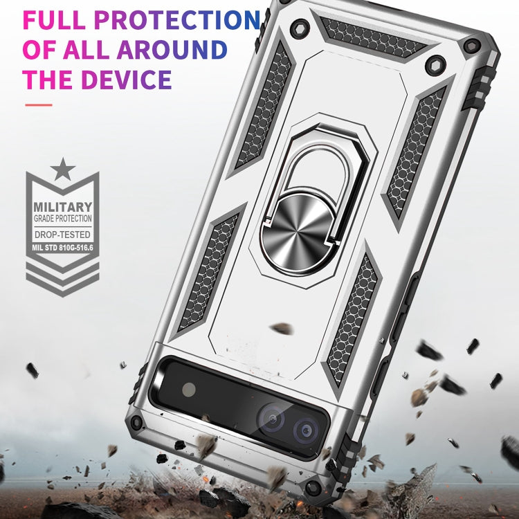 For Google Pixel 6A Shockproof TPU + PC Protective Case with 360 Degree Rotating Holder(Silver) - Google Cases by PMC Jewellery | Online Shopping South Africa | PMC Jewellery | Buy Now Pay Later Mobicred