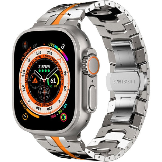 Steel Watch Band For Apple Watch Ultra 49mm&Watch Ultra 2 49mm / Series 9&8&7 45mm / SE 3&SE 2&6&SE&5&4 44mm / 3&2&1 42mm(Titanium Orange) - Watch Bands by PMC Jewellery | Online Shopping South Africa | PMC Jewellery