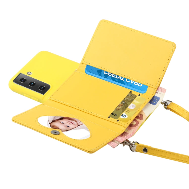 For Samsung Galaxy S22 5G Crossbody Lanyard Wallet Card Bag Phone Case(Yellow) - Galaxy S22 5G Cases by PMC Jewellery | Online Shopping South Africa | PMC Jewellery