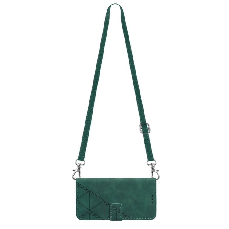 For Samsung Galaxy A03 Core Crossbody 3D Embossed Flip Leather Phone Case(Dark Green) - Galaxy Phone Cases by PMC TechLife | Online Shopping South Africa | PMC TechLife