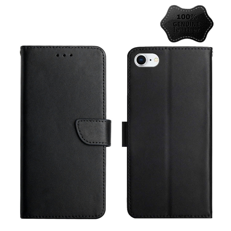For iPhone SE 2022 / SE 2020 / 8 / 7 Genuine Leather Fingerprint-proof Horizontal Flip Phone Case(Black) - iPhone SE 2022 / 2020 / 8 / 7 Cases by PMC TechLife | Online Shopping South Africa | PMC TechLife