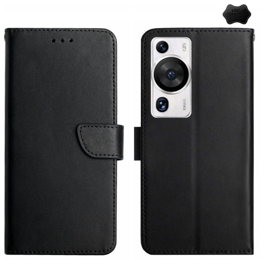 For Huawei P60 Pro Genuine Leather Fingerprint-proof Horizontal Flip Phone Case(Black) - Huawei Cases by PMC Jewellery | Online Shopping South Africa | PMC Jewellery | Buy Now Pay Later Mobicred