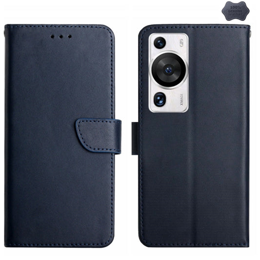 For Huawei P60 Pro Genuine Leather Fingerprint-proof Horizontal Flip Phone Case(Blue) - Huawei Cases by PMC Jewellery | Online Shopping South Africa | PMC Jewellery | Buy Now Pay Later Mobicred