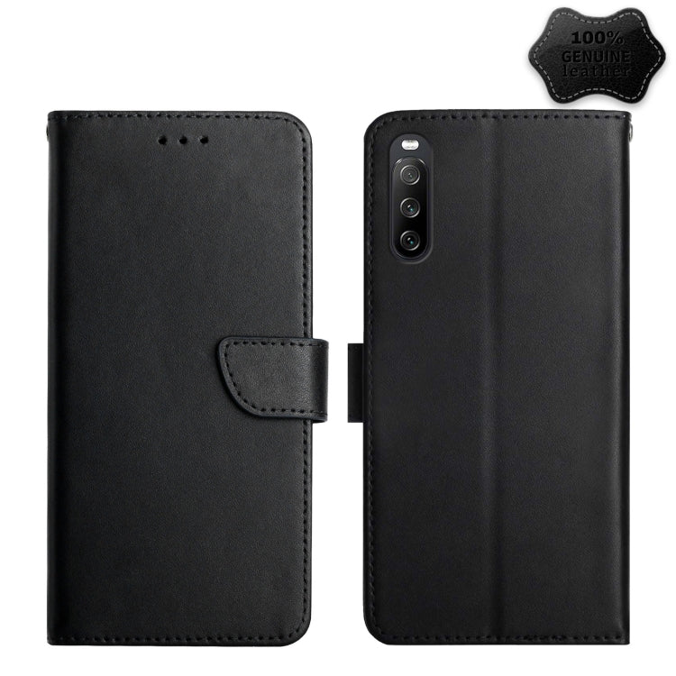 For Sony Xperia 10 IV Genuine Leather Fingerprint-proof Flip Phone Case(Black) - free shipping - PMC TechLife - Order now!