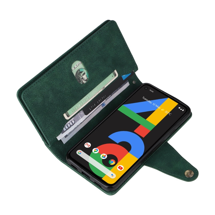 For Google Pixel 4A 4G Rivet Buckle 9 Cards Three Fold Leather Phone Case(Green) - free shipping - PMC TechLife - Order now!