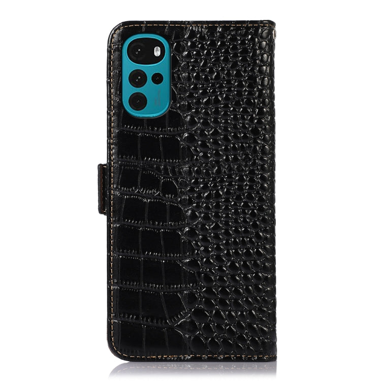 For Motorola Moto G22 Crocodile Top Layer Cowhide Leather Phone Case(Black) - Motorola Cases by PMC TechLife | Online Shopping South Africa | PMC TechLife | Buy Now Pay Later Mobicred