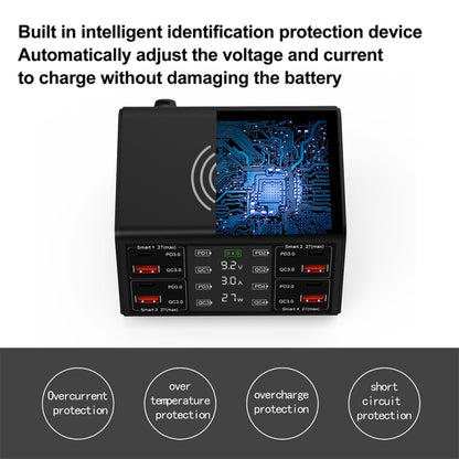 838w 9 in 1 100W 4 PD 3.0 USB-C / Type-C + 4 QC 3.0 USB Ports Smart Digital Display Wireless Charger, US Plug(White) - Multifunction Charger by PMC Jewellery | Online Shopping South Africa | PMC Jewellery | Buy Now Pay Later Mobicred