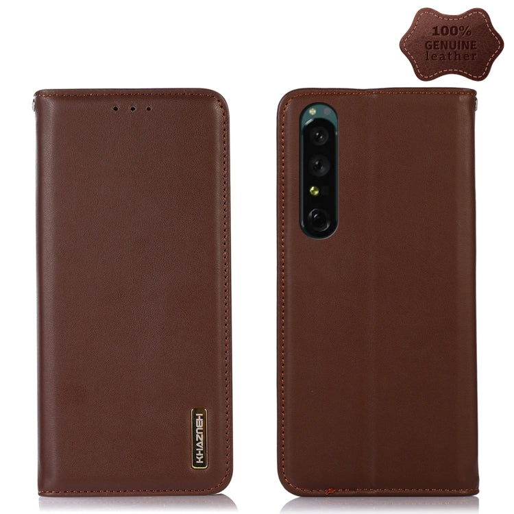For Sony Xperia 1 IV KHAZNEH Nappa Top Layer Cowhide Leather Phone Case(Brown) - Sony Cases by PMC TechLife | Online Shopping South Africa | PMC TechLife | Buy Now Pay Later Mobicred