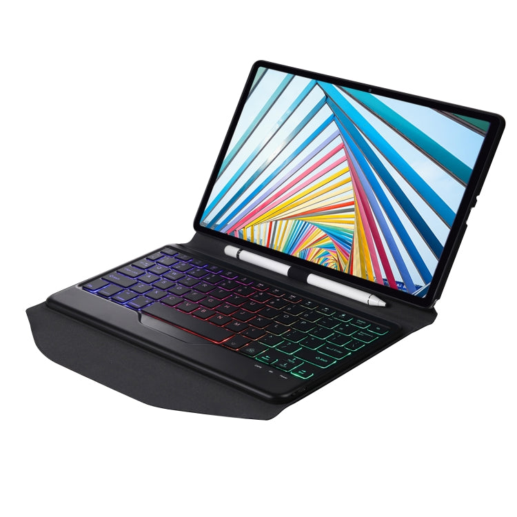 BM20S Backlight Diamond Texture Bluetooth Keyboard Leather Case with Triangle Back Support For Lenovo M10 Plus 10.3 inch TB-X606 / TB-X606F(Black + Black) - Lenovo Keyboard by PMC TechLife | Online Shopping South Africa | PMC TechLife