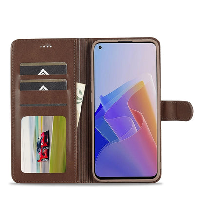 For OPPO A96 5G / Reno7 Z 5G LC.IMEEKE Calf Texture Leather Phone Case(Coffee) - OPPO Cases by LC.IMEEKE | Online Shopping South Africa | PMC Jewellery | Buy Now Pay Later Mobicred