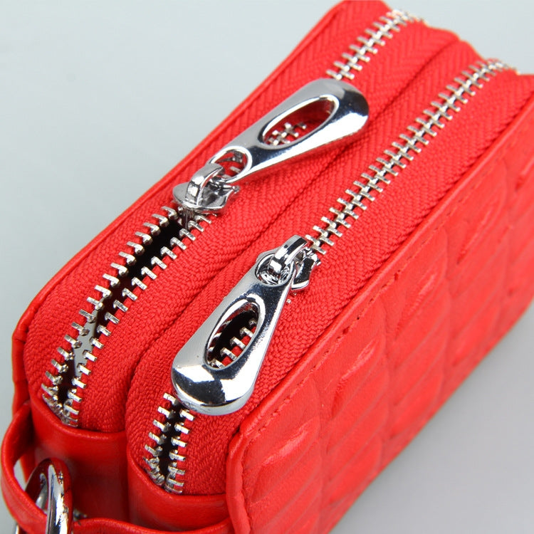 9075 Universal Crocodile Texture Genuine Leather Double Zipper Car Key Case(Brown) - Car Key Cases by PMC Jewellery | Online Shopping South Africa | PMC Jewellery | Buy Now Pay Later Mobicred